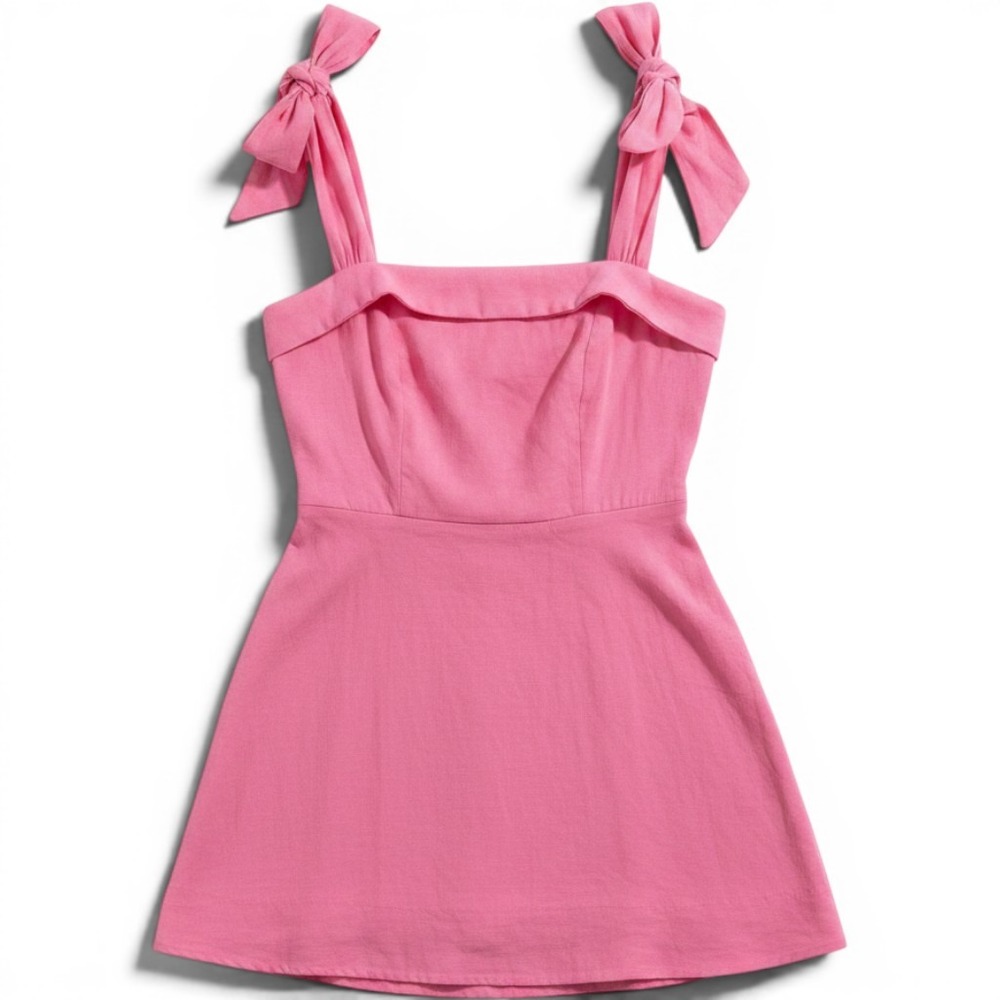 Mi Ami for Francesca's Pink Tie Shoulder Ruffle Mini Romantic Dress Size M